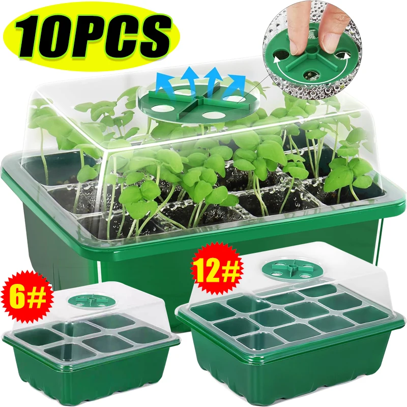 Dome Propagation Kit - 6/12 Bölmeli Yetiştirme Başlangıç Fidanlık Tepsileri,